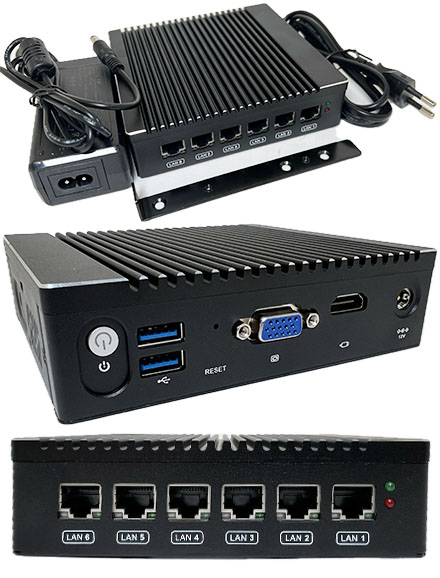 MPC-<b>6LAN</b>-N3700 MiniPC (Intel Pentium N3700, 6x Intel I225-V 2.5GbE LAN) [<b>LFTERLOS</b>]